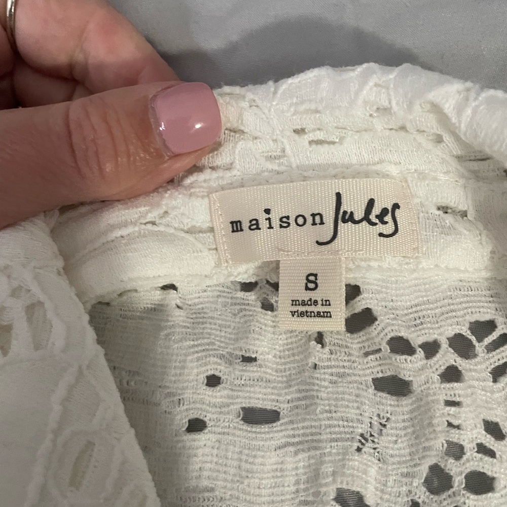 Maison Jules polo style lace look top in small - Picture 7 of 8